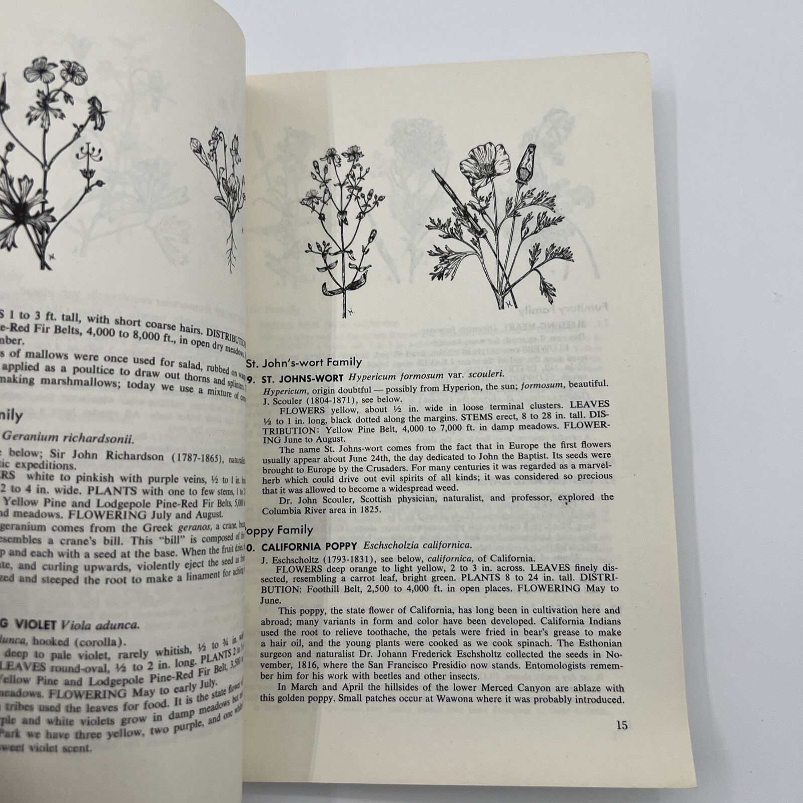 Yosemite Wildflowers and Their Stories by Bill & Mary Hood, 1969 1st Edition PB
