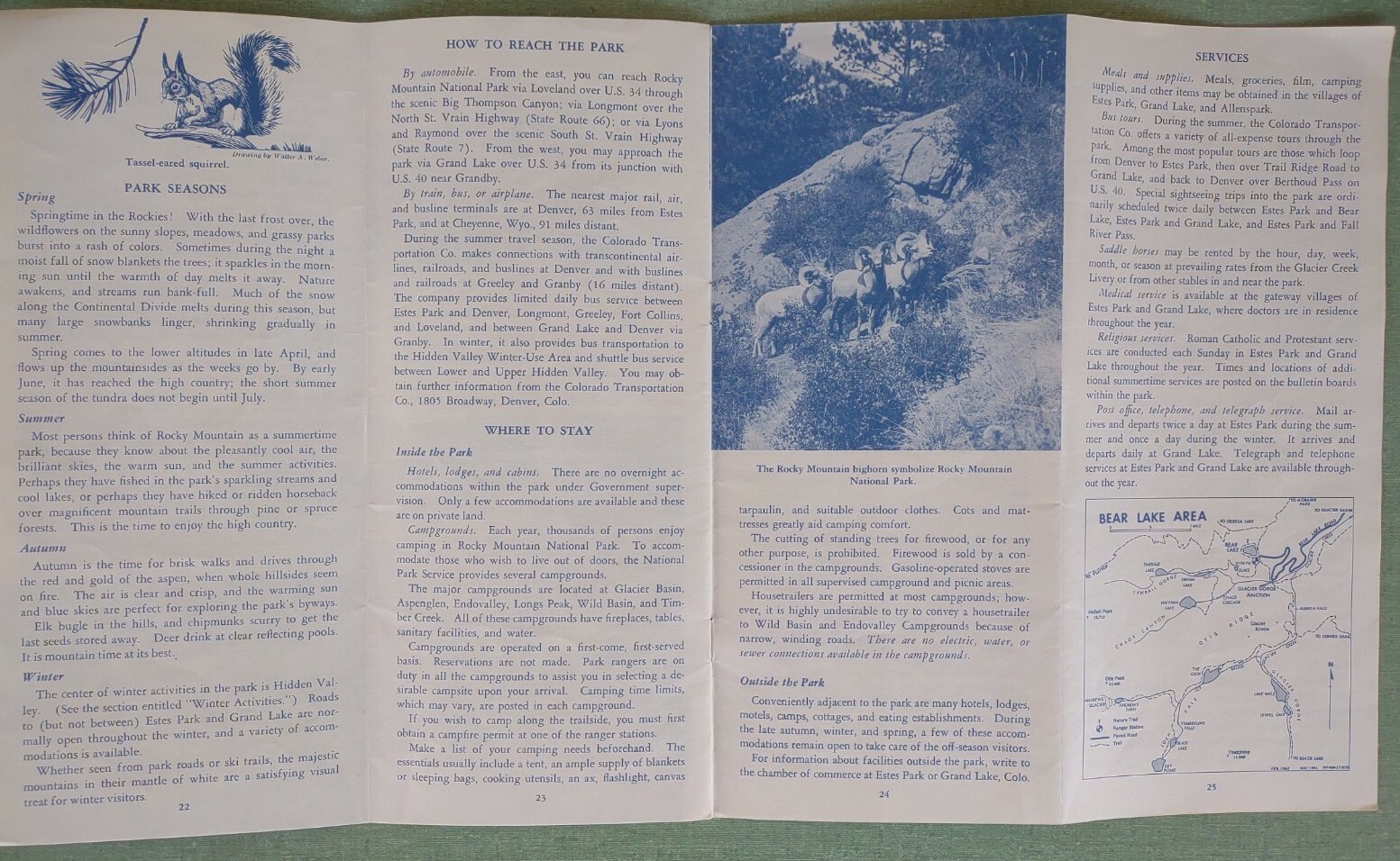 Rocky Mountain National Park 1963 Booklet Map
