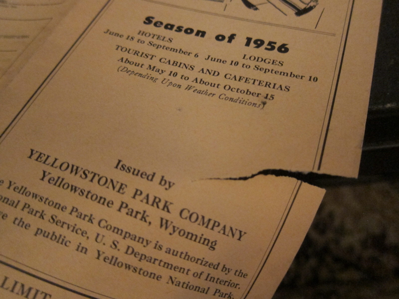 1956 Vintage Brochure Yellowstone National Park Accommodations and Services