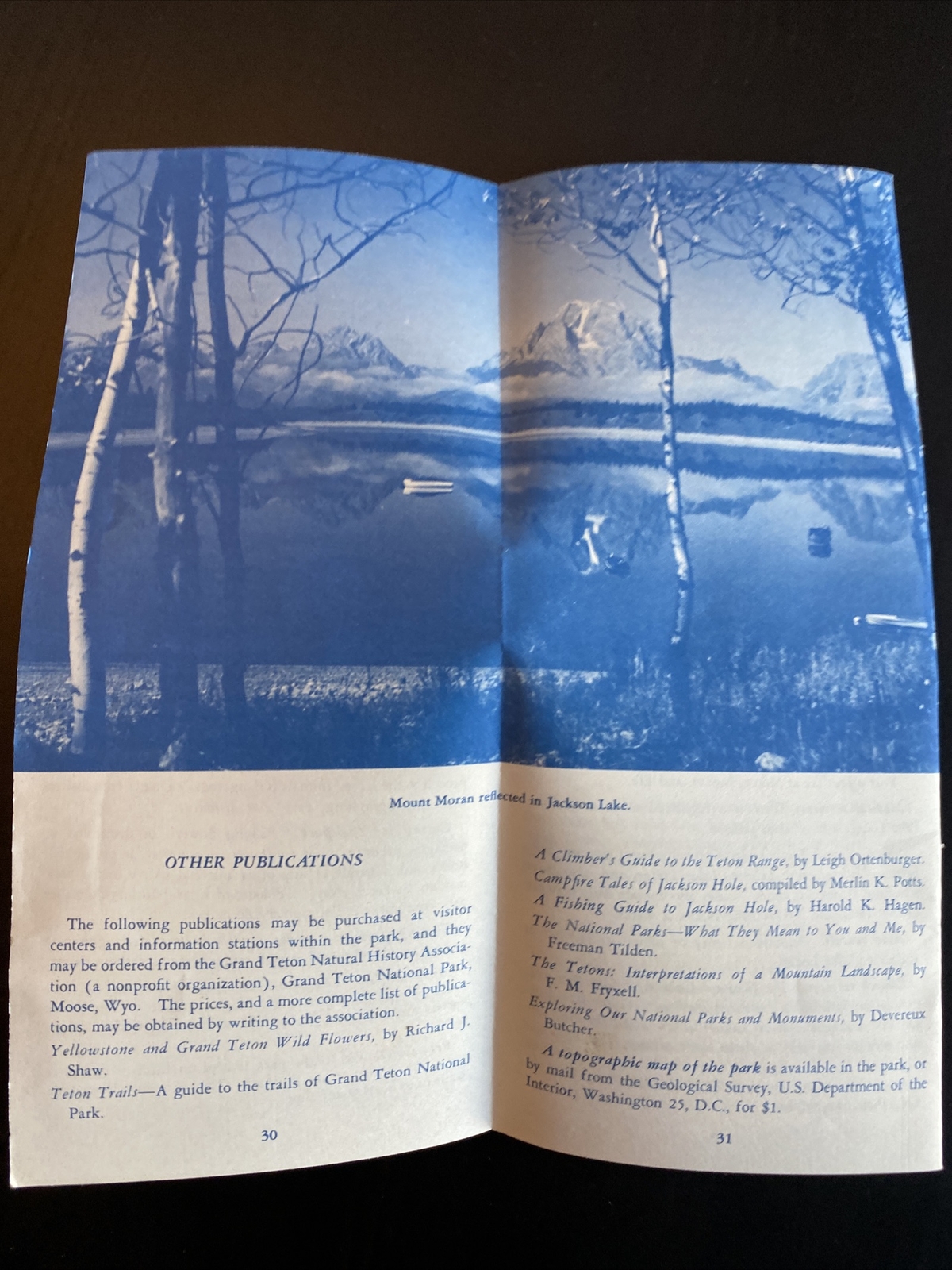 Vintage GRAND TETON NATIONAL PARK Brochure with map 1963 US Dept of Interior EUC