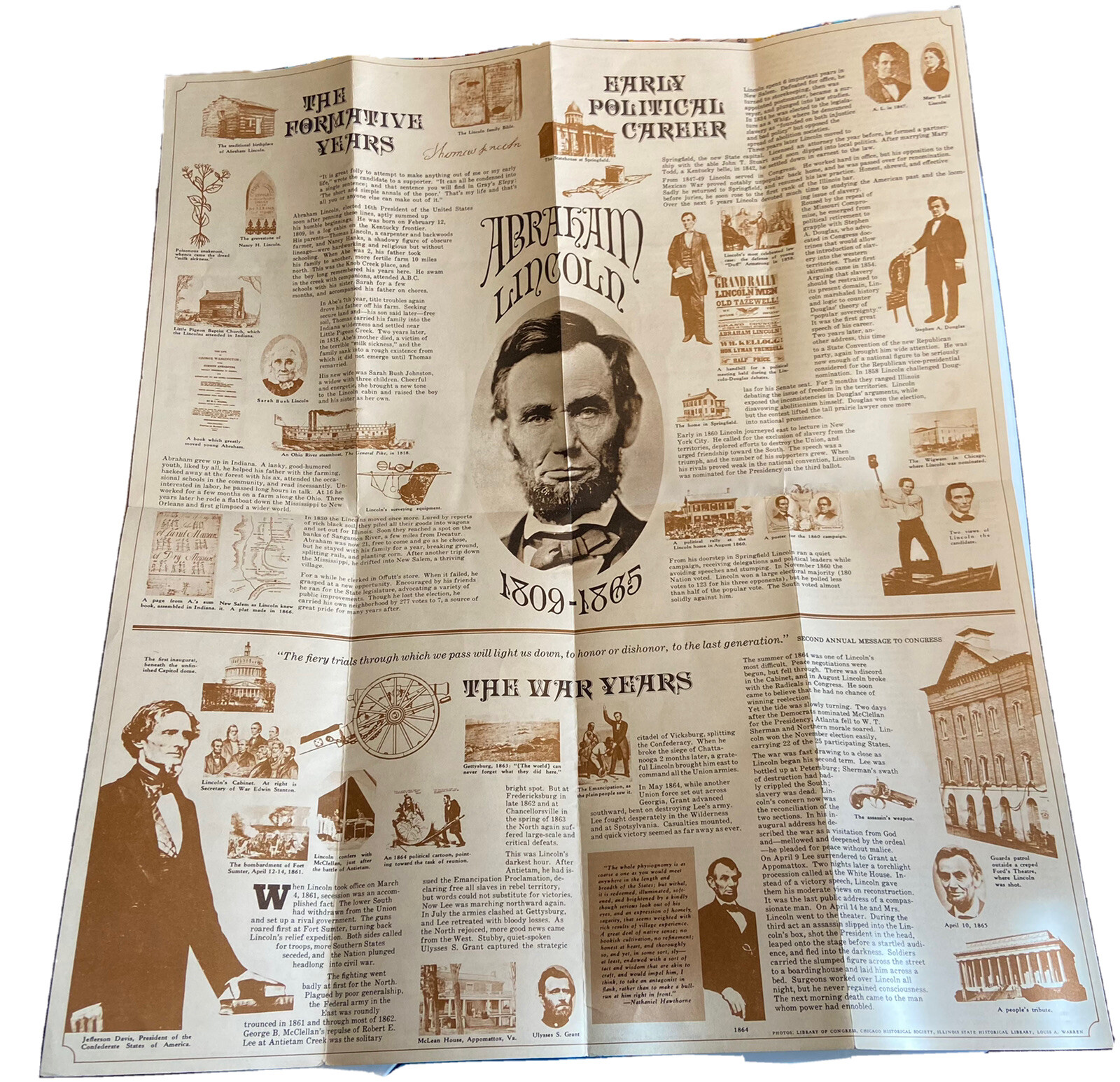 Vintage 1968 Lincoln Boyhood National Memorial Musuem Brochure