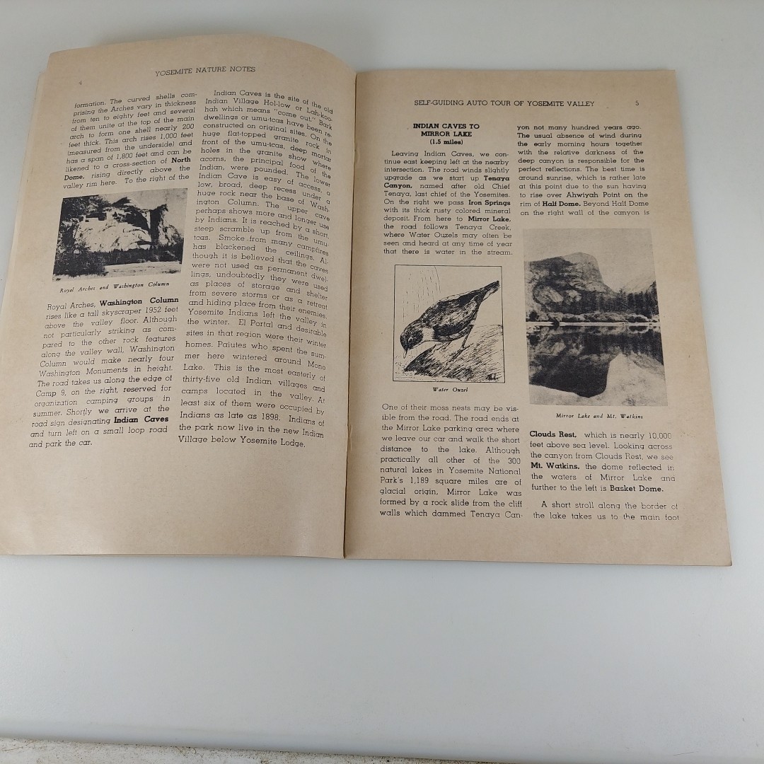 Self-Guiding Auto Tour of Yosemite Valley 1942 Yosemite Nature Notes Illustrated