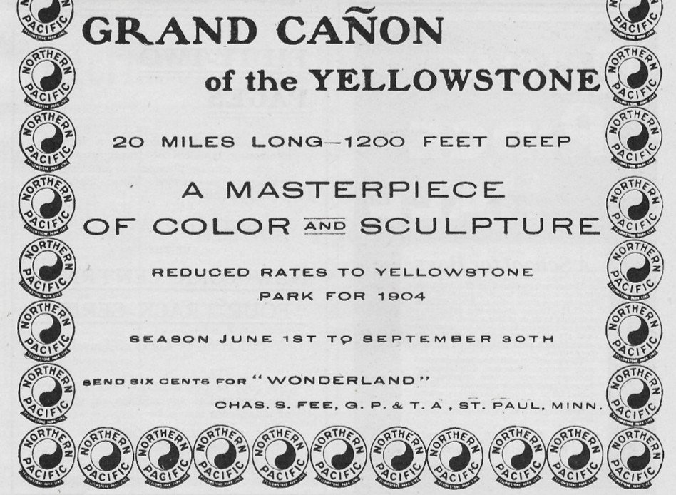 1904 Northern Pacific Railroad – Grand Canyon of the Yellowstone Travel VTG Ad