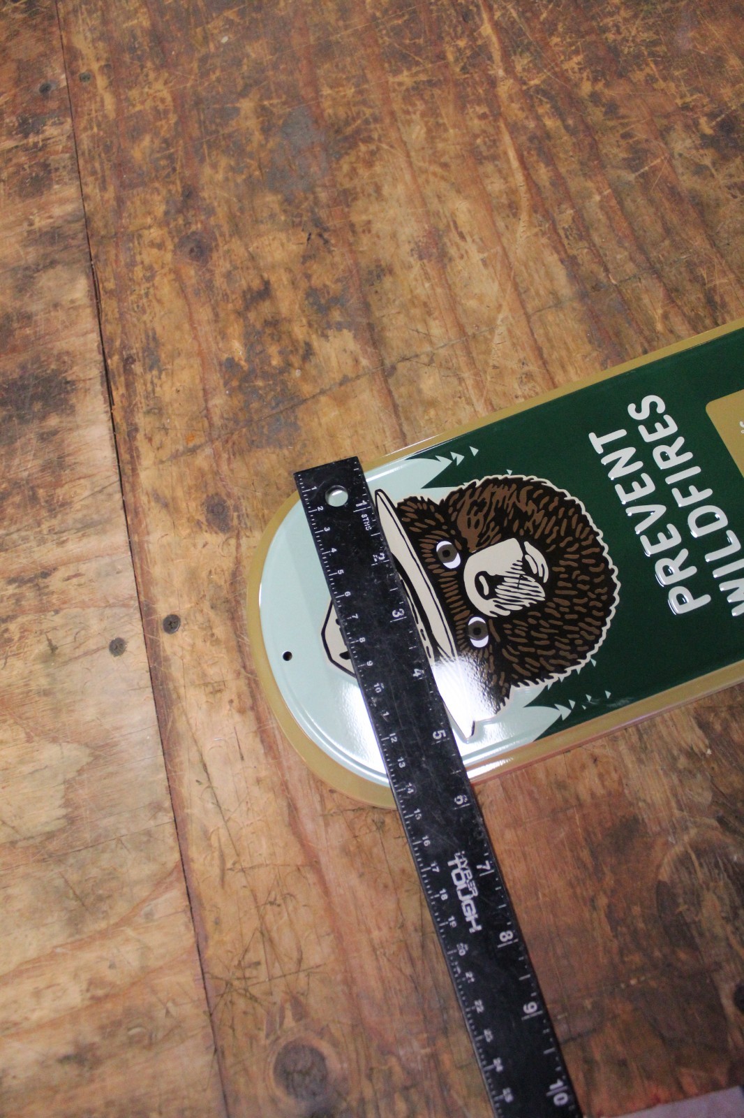 RARE US FOREST SMOKEY BEAR PREVENT FIRES EMBOSSED PAINTED METAL THERMOMETER SIGN