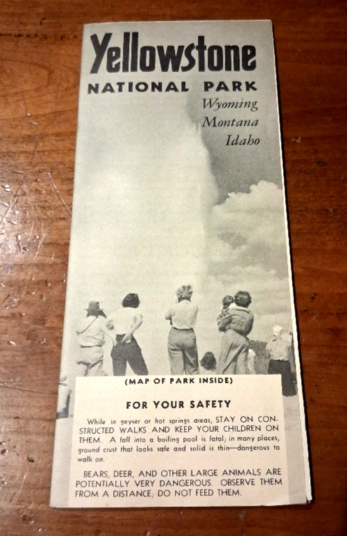 Yellowstone National Park – Vintage 1955 revised brochure map