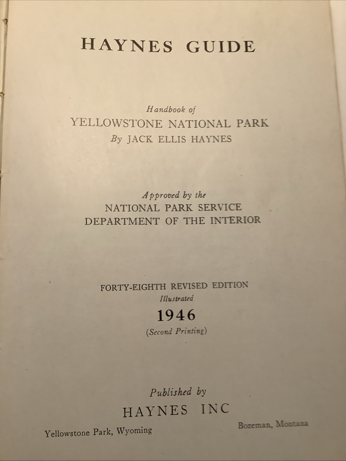 Haynes Guide Yellowstone National Park Book