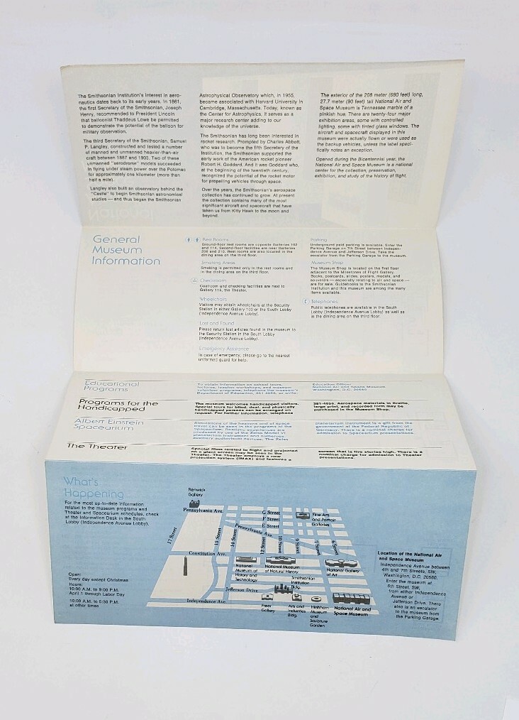 Vintage 1970s National Air and Space Museum Brochure – Smithsonian Institution