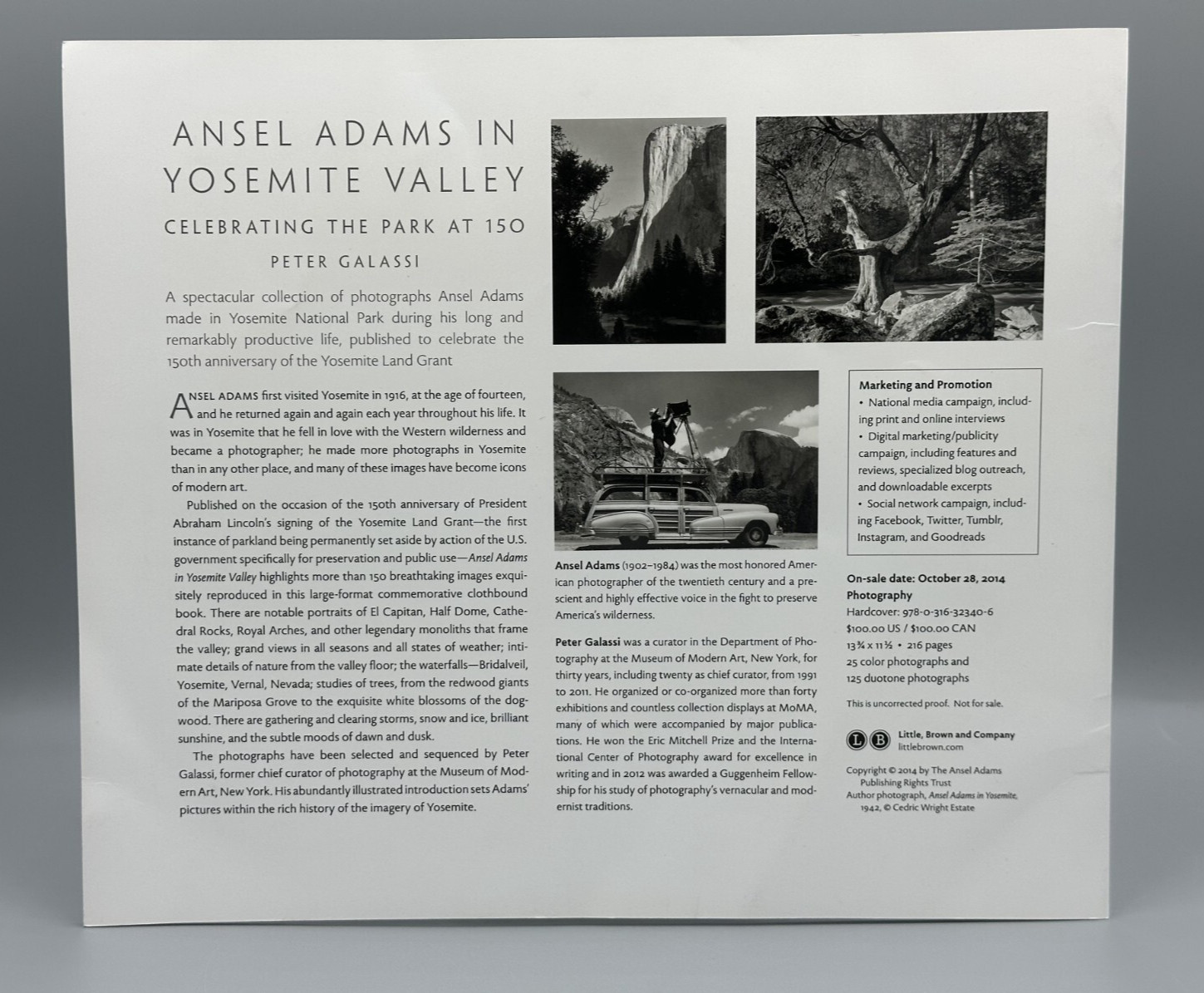 ANSEL ADAMS in YOSEMITE VALLEY Celebrating PARK at 150 Peter Galassi 2014 PROOF