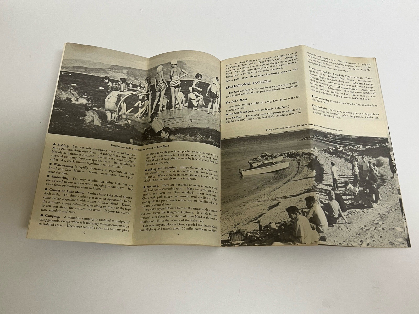 Vintage Lake Mead & Lake Mohave Arizona Nevada Map /Brochure 1957
