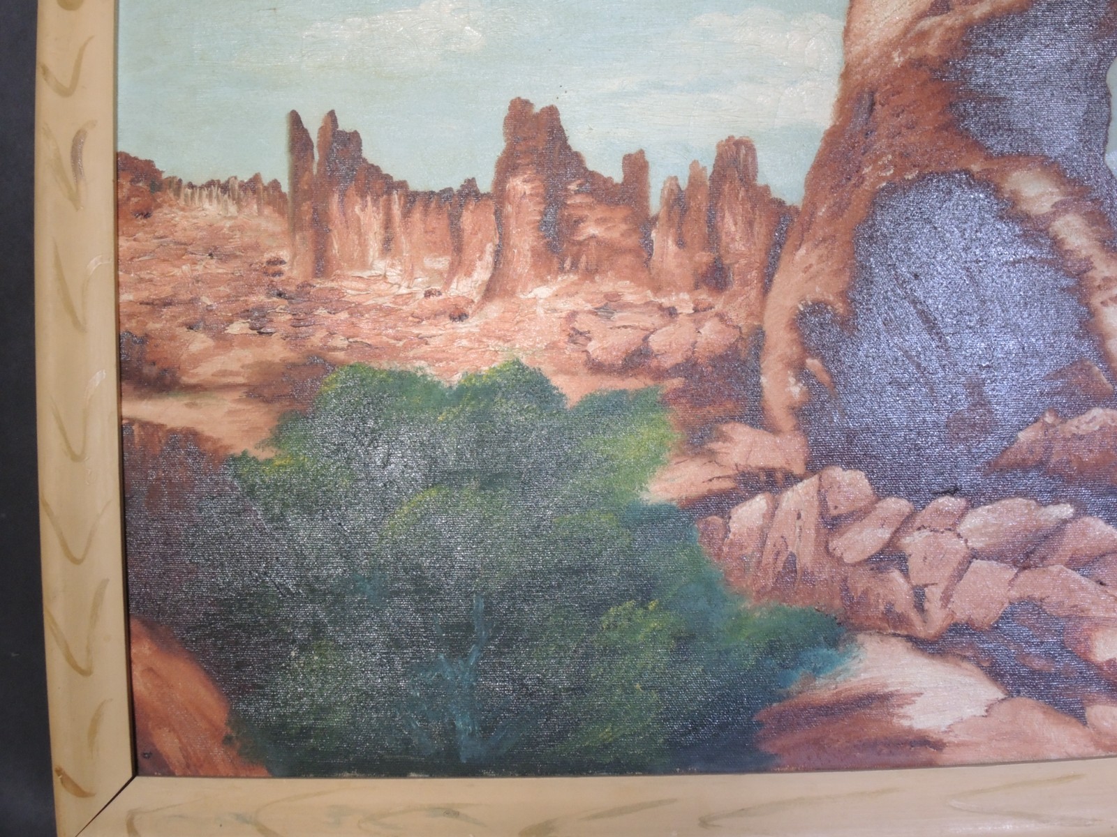Vintage Signed 1938 Oil Painting of the Double O Arch, Arches National Park Utah