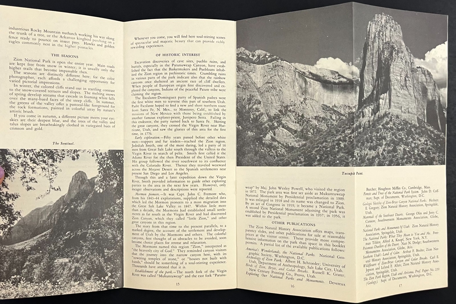 1961 Zion National Park Utah Mid-Century Info Guide Map Vintage Travel Booklet