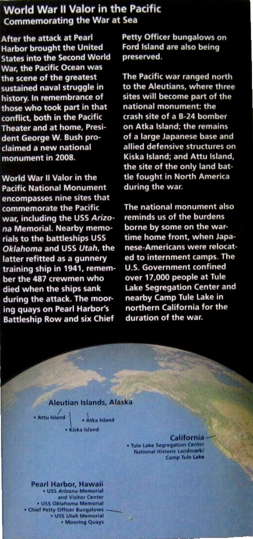Valor In The Pacific Pearl Harbor Hawaii National Park Service Unigrid Brochure