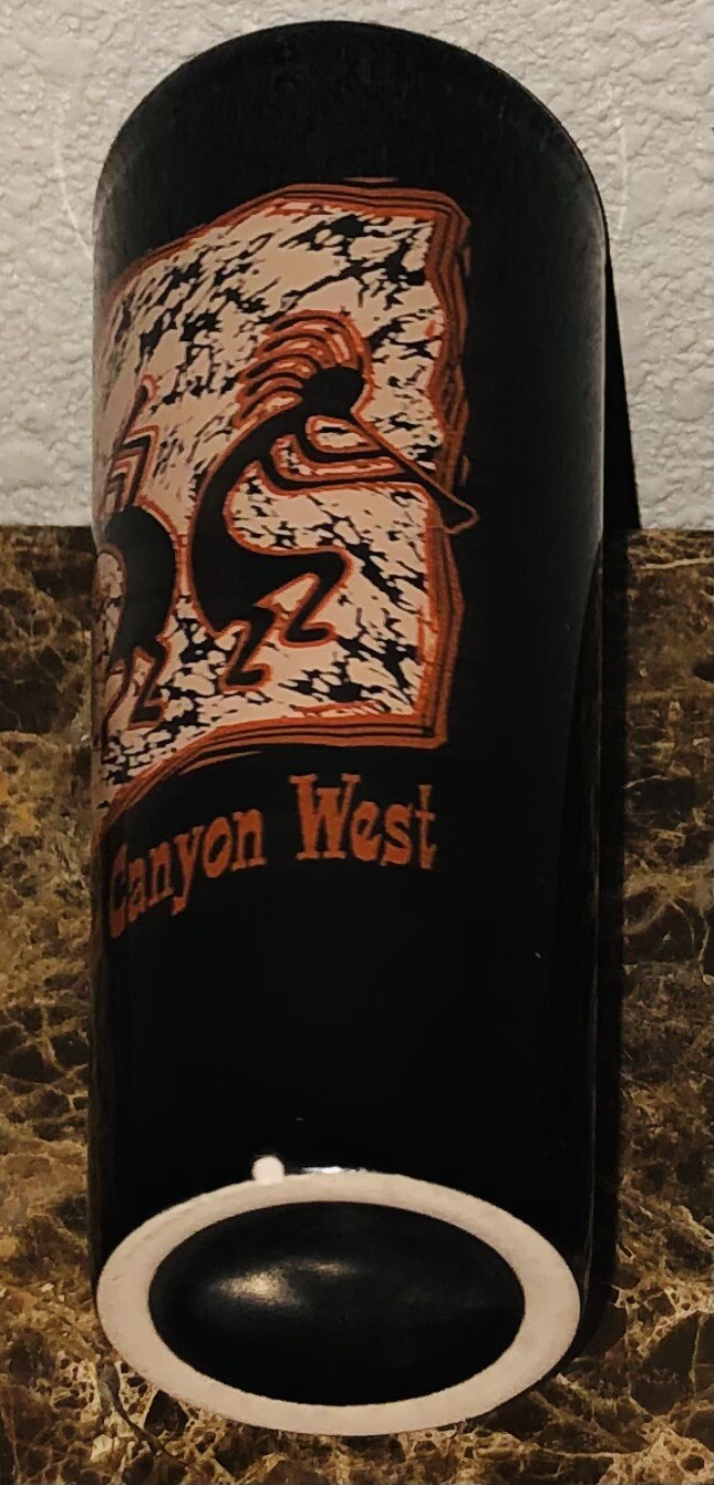 Vintage Grand Canyon West Tall Shot Glass Cave Drawing 4.5” Black Ceramic Glass