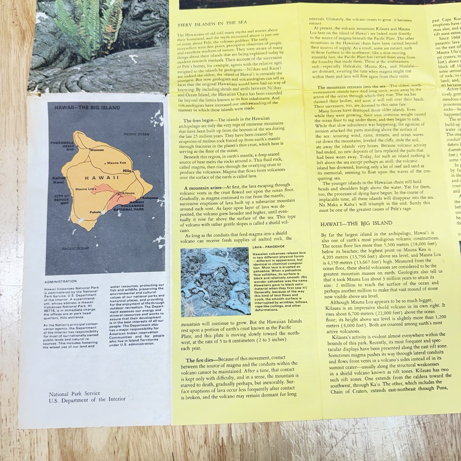 Hawaii Volcanoes National Park Vintage 1989 Brochure History & Visitor Map