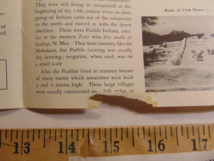 Vintage 1955 Casa Grande National Monument Arizona Information Guide