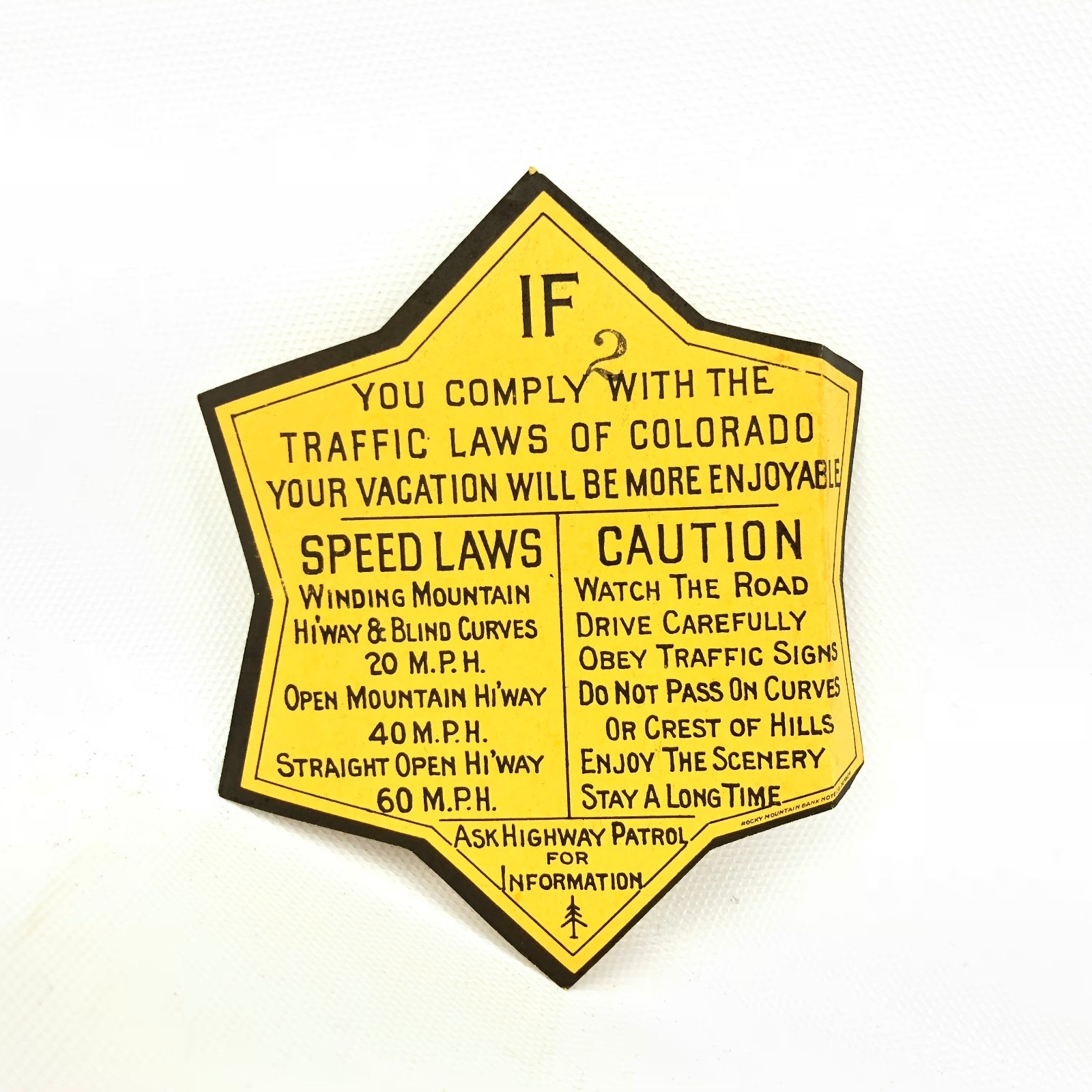 1930s -40s Vtg Colorado Auto National Park Sticker Automobile Ephemera Label