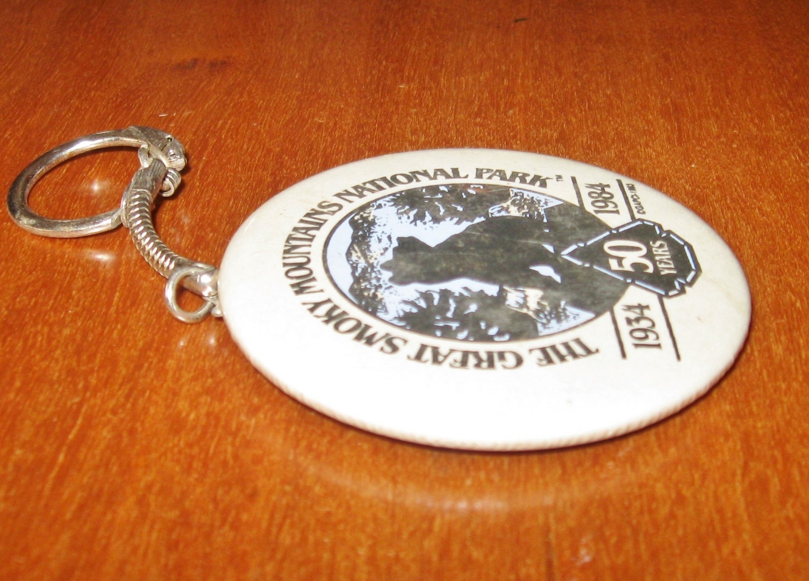 Great Smoky Mountains National Park 50 Years 1934-1984 Black Bear Keychain Fob