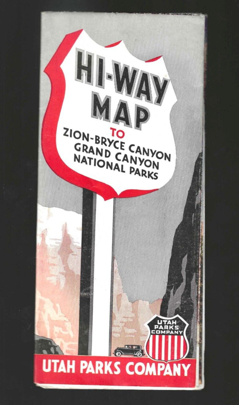 1940s Bryce Canyon Grand Canyon NATIONAL PARKS Hi-Way Map RARE Collectible
