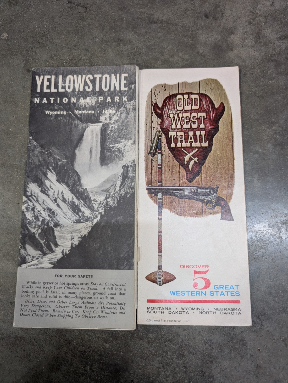 Lot Of 2 Vintage Vacation Brochure Yellowstone Old West Trail Western States