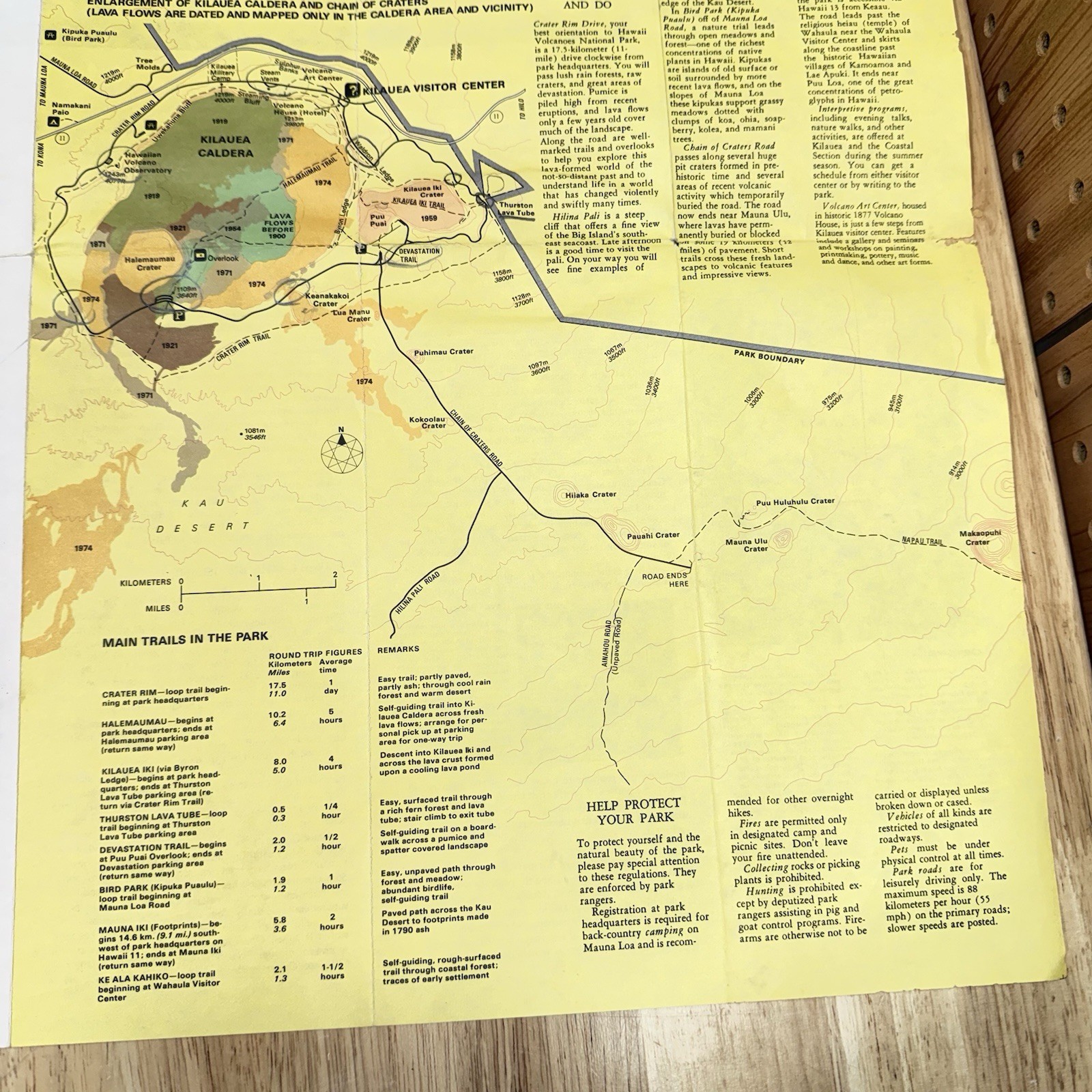 Hawaii Volcanoes National Park Vintage 1989 Brochure History & Visitor Map