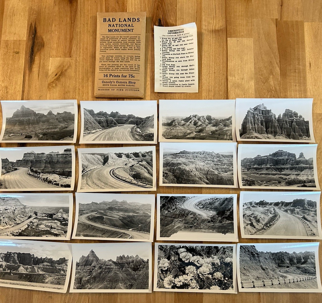 VTG 30s BAD LANDS National Monument Canedy’s Camera Shop 16 Photo Print Envelope