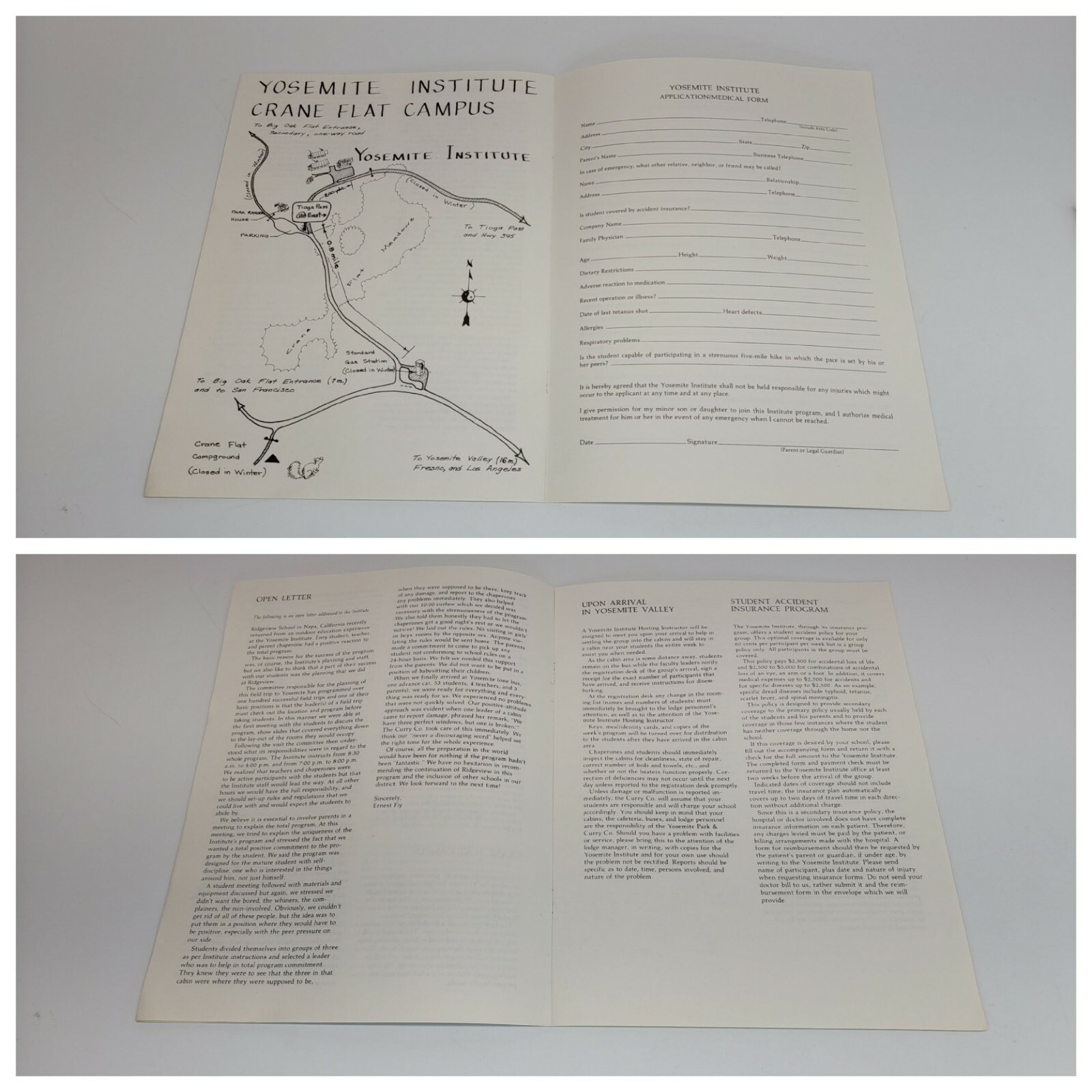 1975 Vintage Yosemite Institute Catalog / Brochure – National Park – Ansel Adams