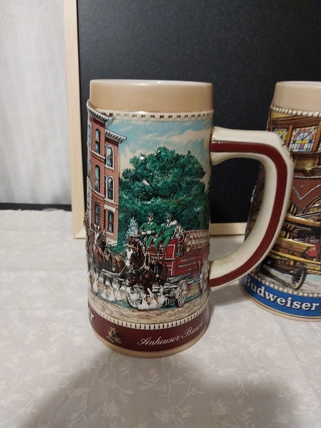 National Historical Landmark Series Anheuser Busch Steins Set Of 4 With Display