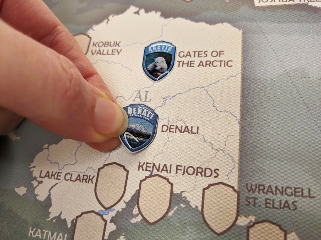 National Parks Map Push Pin and 3D Domed
