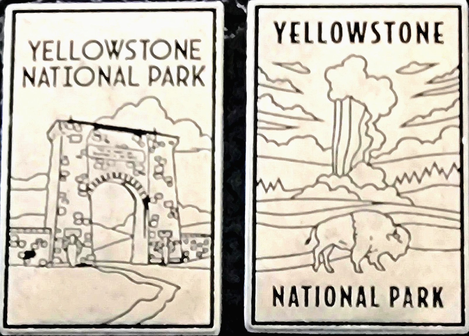NEW RECTANGULAR DESIGN – YELLOWSTONE NATIONAL PARK ROOSEVELT ARCH / OLD FAITHFUL