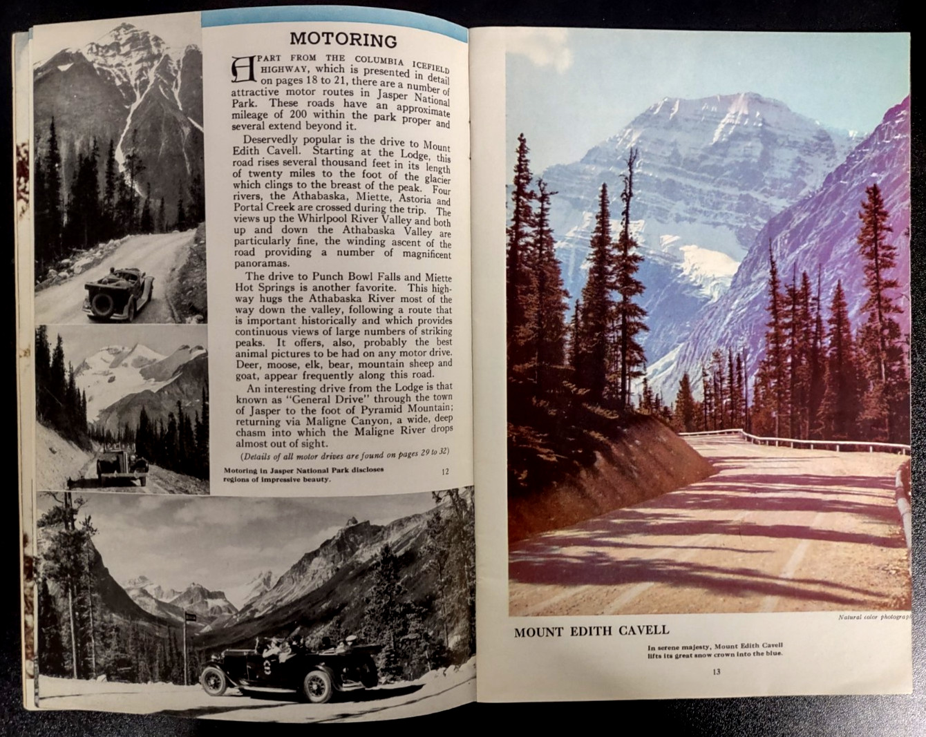 Vintage Jasper National Park in The Canadian Rockies Travel Guide dated 1938
