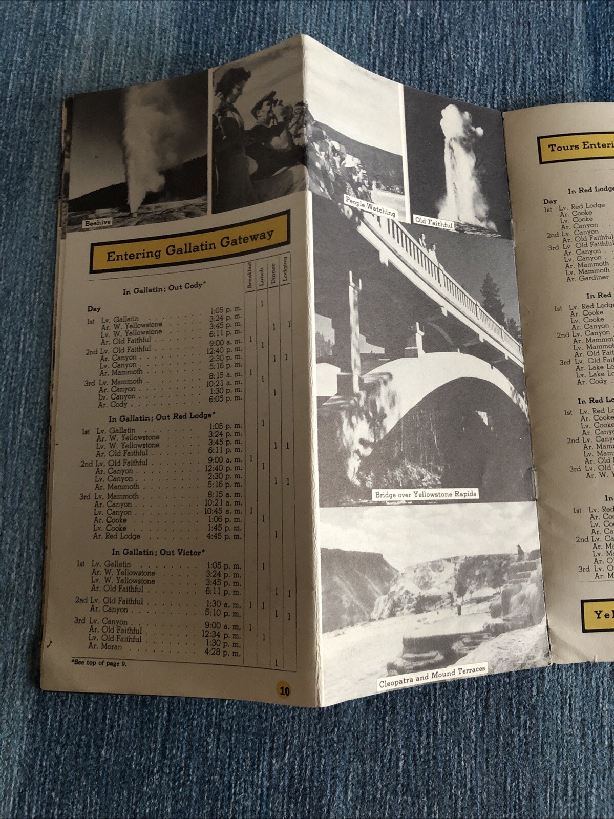 1946 Yellowstone National Park Travel Brochure Wyoming Hotels Old Faithful WY