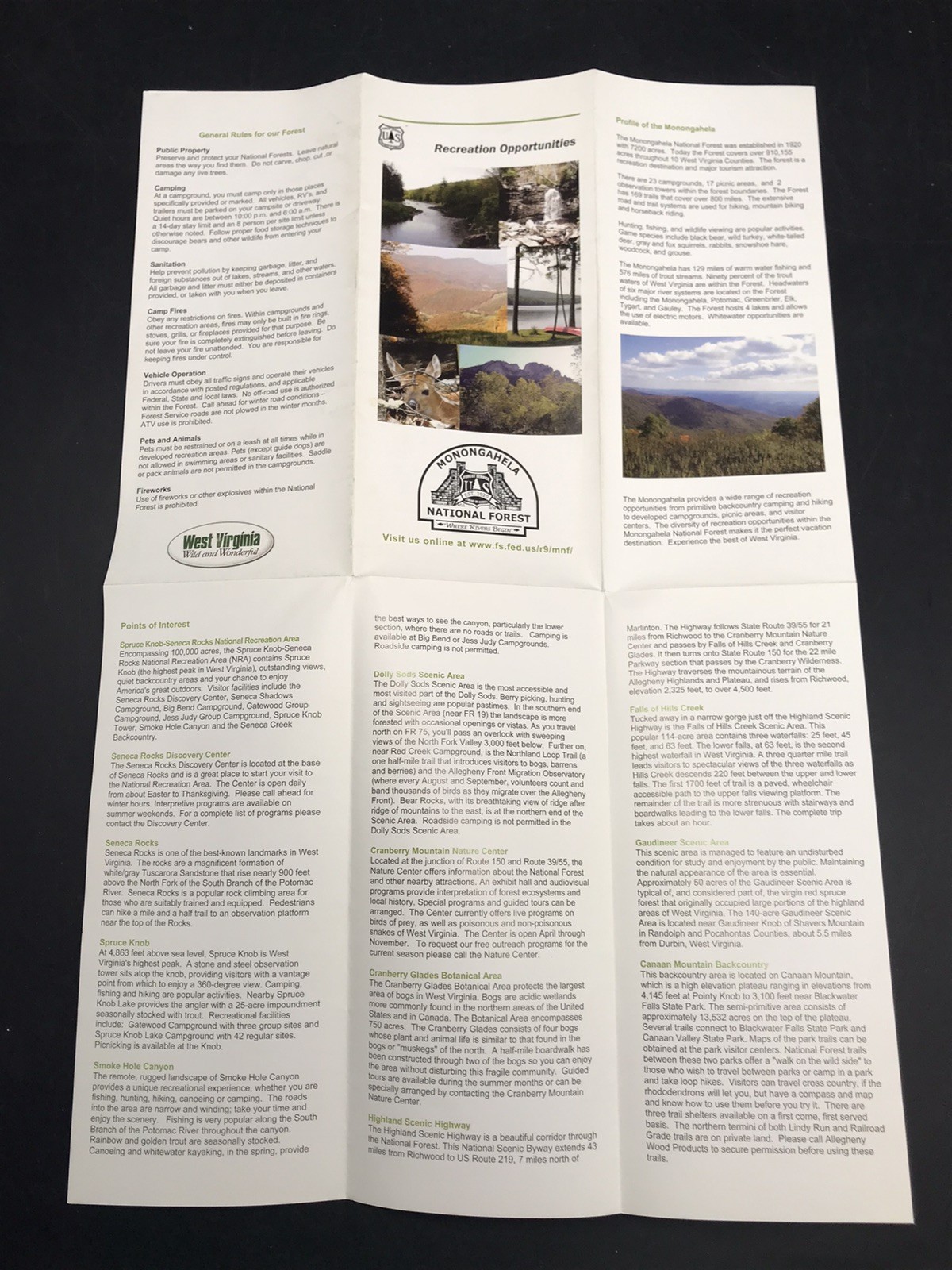 2004 MONONGAHELA National Forest Map & Brochure US Forest Service Dept of Agri