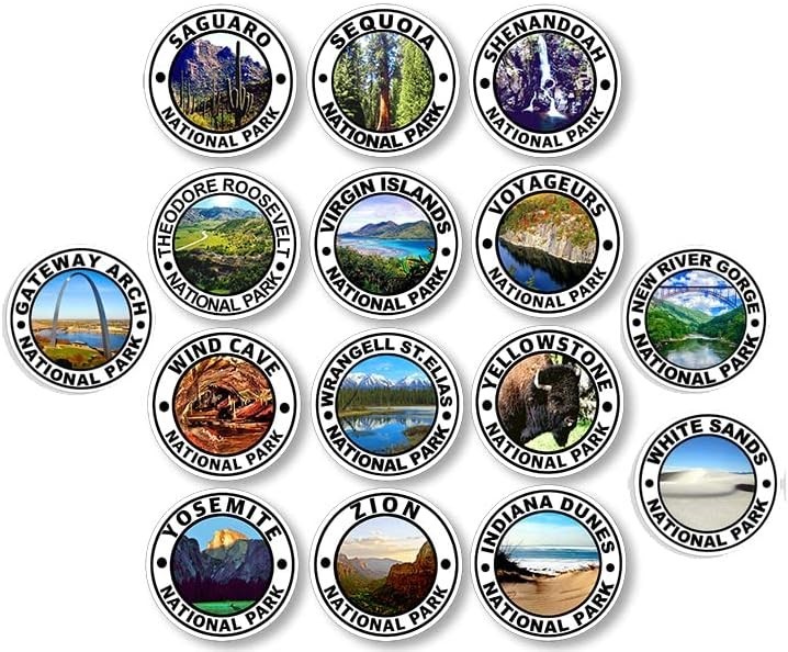 63 Vibrant Multicolor National Park Stickers – Waterproof Decals for Outdoor Fun