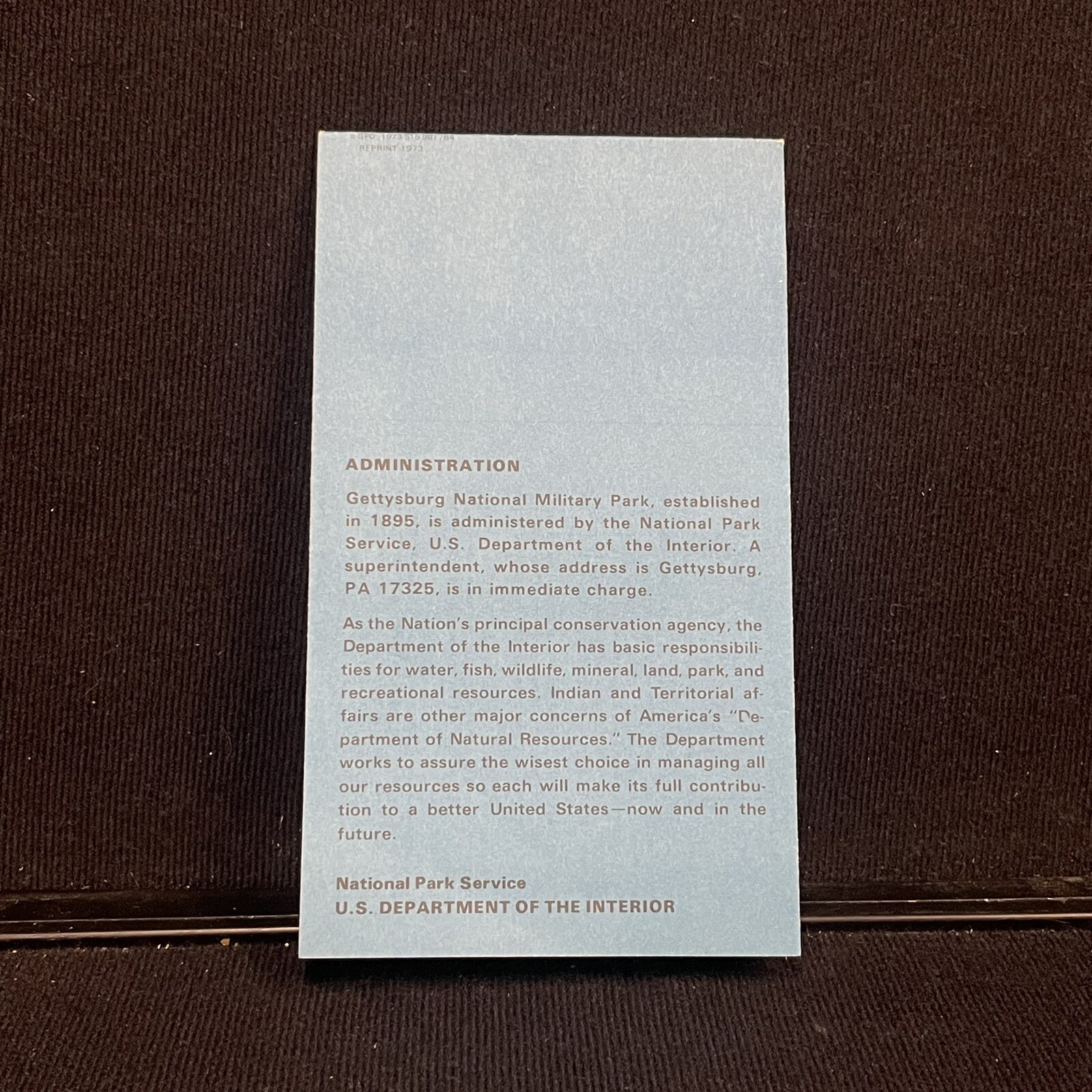 Gettysburg National Military Park Pennsylvania Map Pamphlet Brochure Vtg 1960s