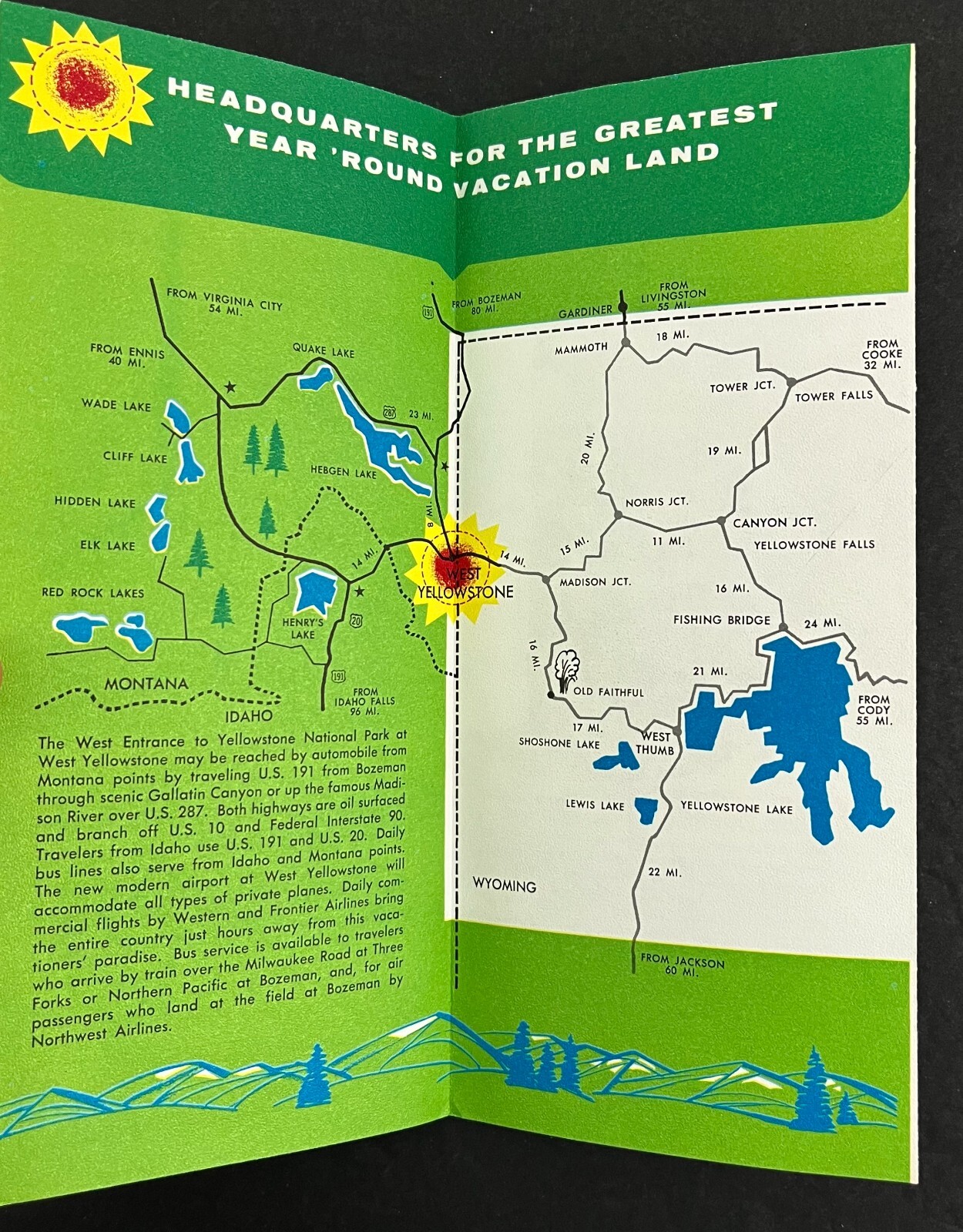1960s West Yellowstone National Park Montana MT Vacation VTG Travel Brochure