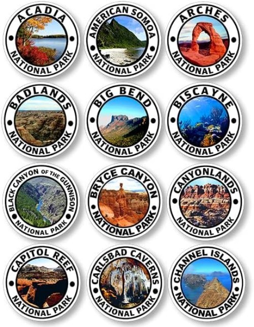 63 Vibrant Multicolor National Park Stickers – Waterproof Decals for Outdoor Fun
