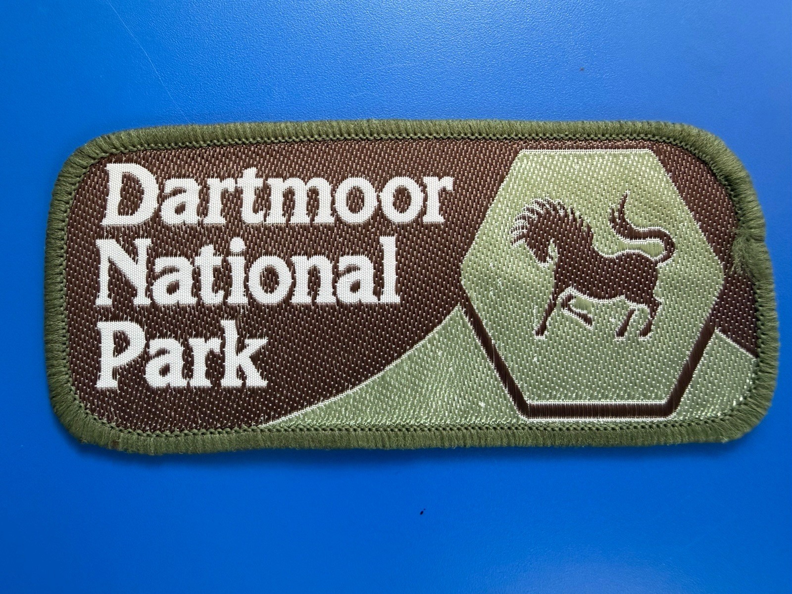 Dartmoor National Park Devon UK Embroidered Patch Brown Green Horse Rectangle