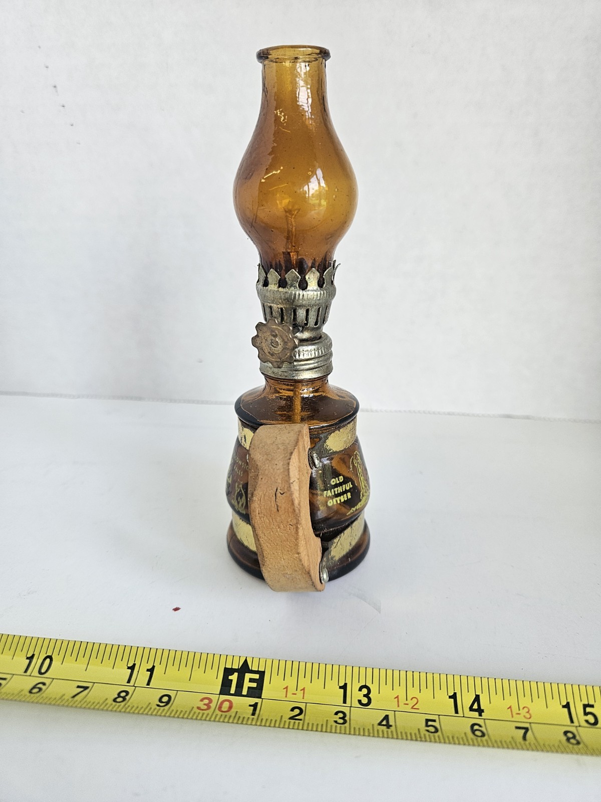 Vintage Yellowstone National Park Souvenir Miniature Oil Lamp 6 Inch
