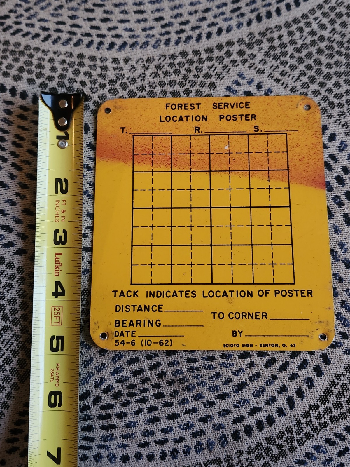 Vintage Forest Service Survey Location Metal Poster Sign Scioto Sign Kenton Ohio