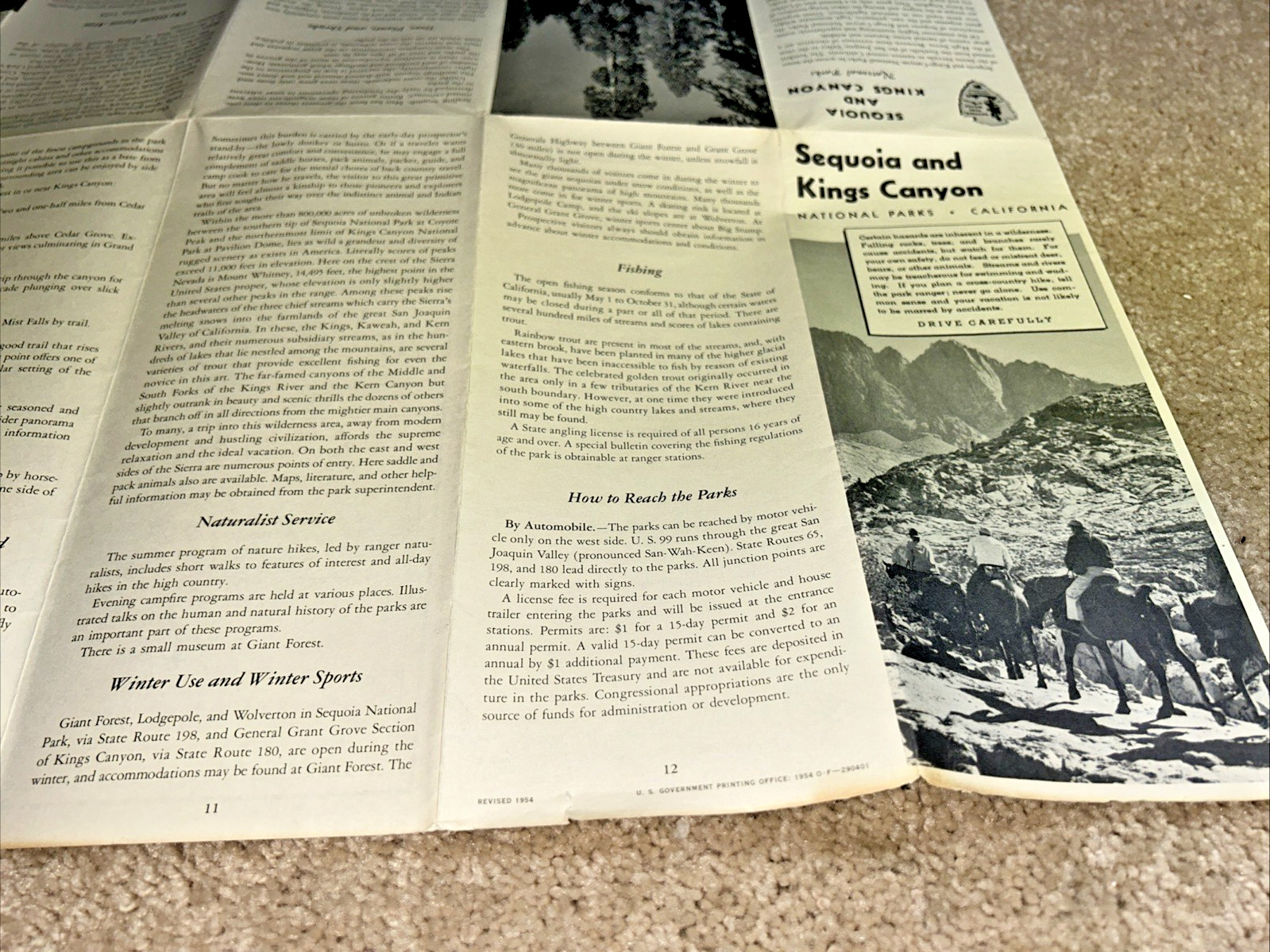 2 Vintage SEQUOIA NATIONAL PARK Brochures US Dept of Interior 1954 & 1957