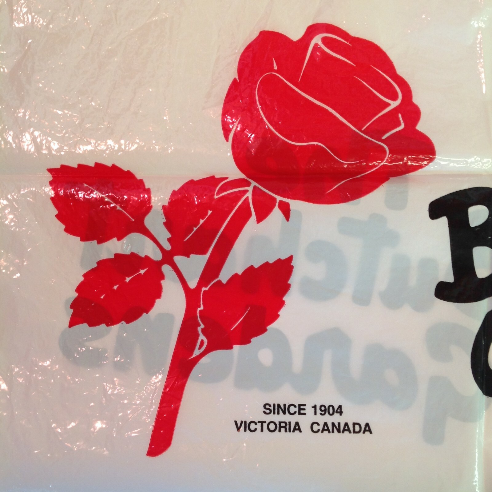 Vtg Souvenir Plastic Shopping Bag Butchart Gardens Since 1904 Victoria Canada