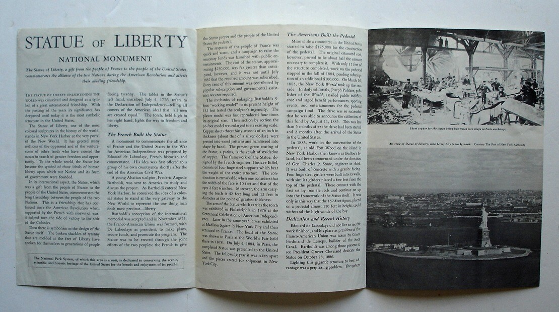 Statue of Liberty National Monument, Vintage 1957 Brochure/Pamphlet