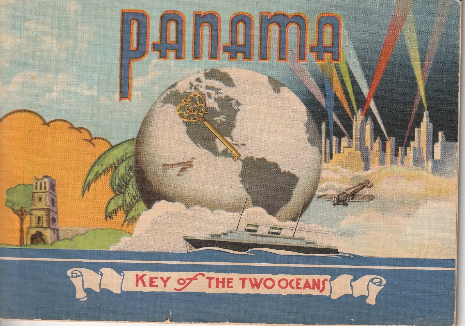 Panama Canal Souvenir Booklet, 1930’s, 14 Pictures, 14 Pages of History Text