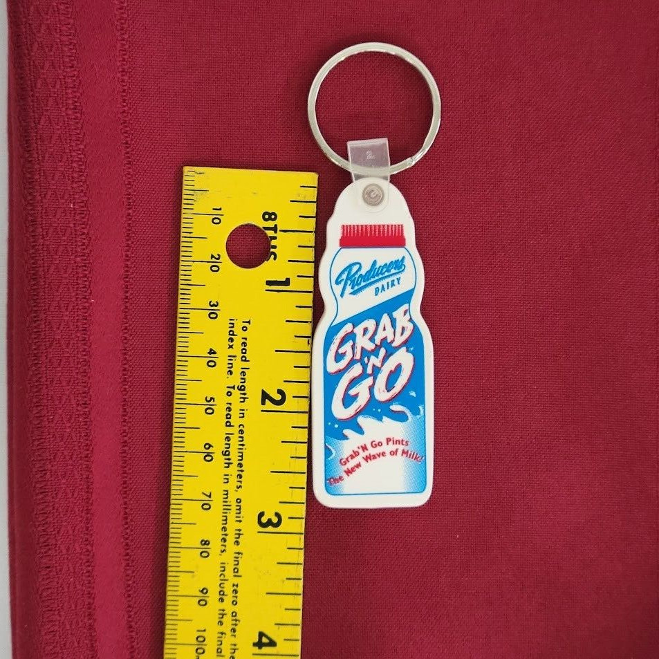 Vintage 90’s Keychain Keyfob Producers Dairy Grab ‘N Go Milk Bottle Made in USA