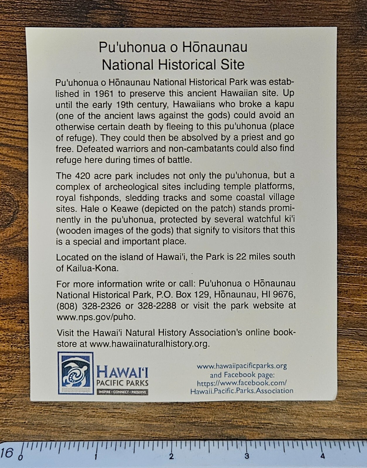 Pu’uhonua o Honaunau National Historic Park Hawaii Embroidered Travel Patch