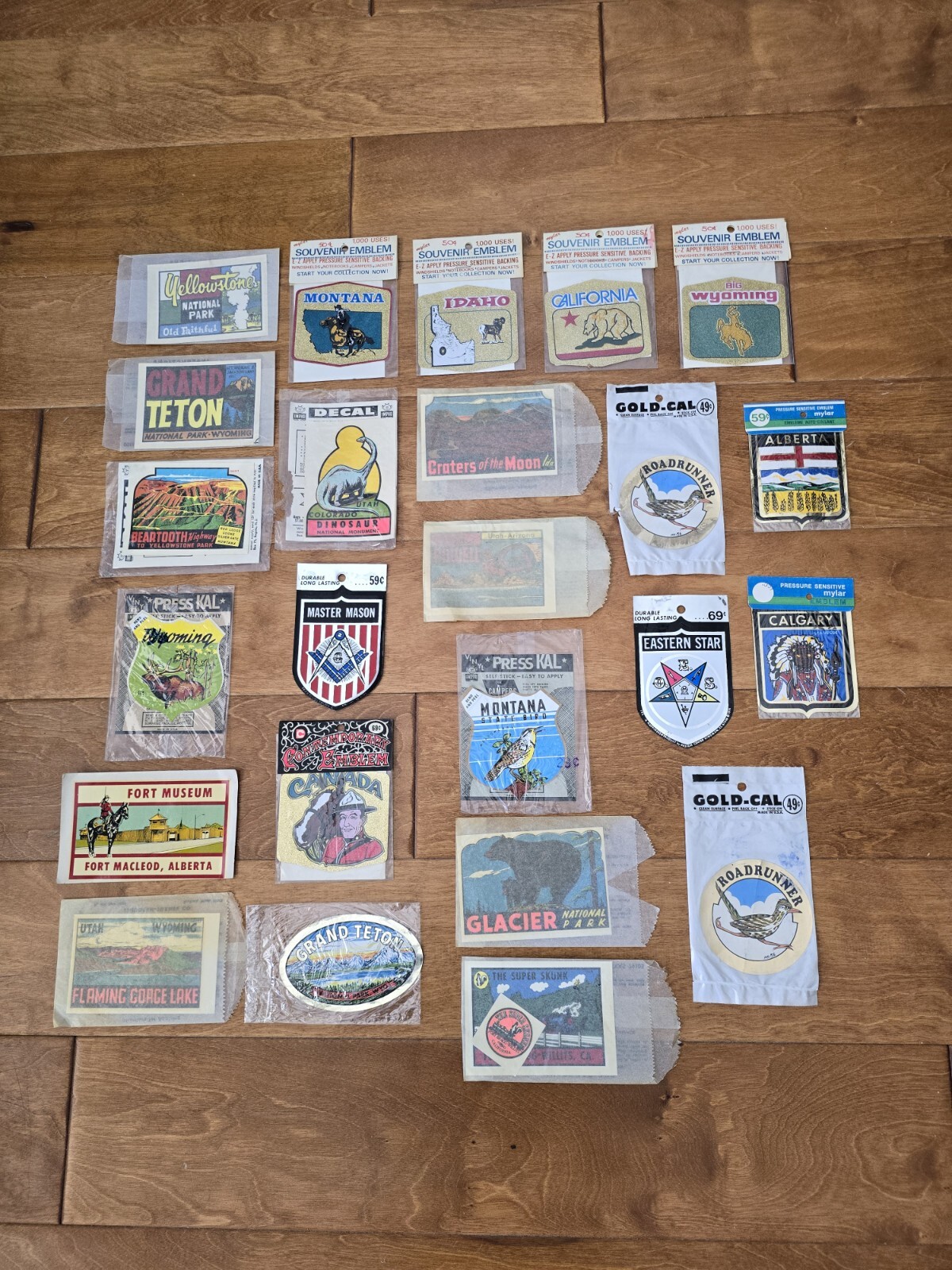 Vintage ( 24 ) National Park Travel Decals Wyoming, Montana, Yellowstone & More