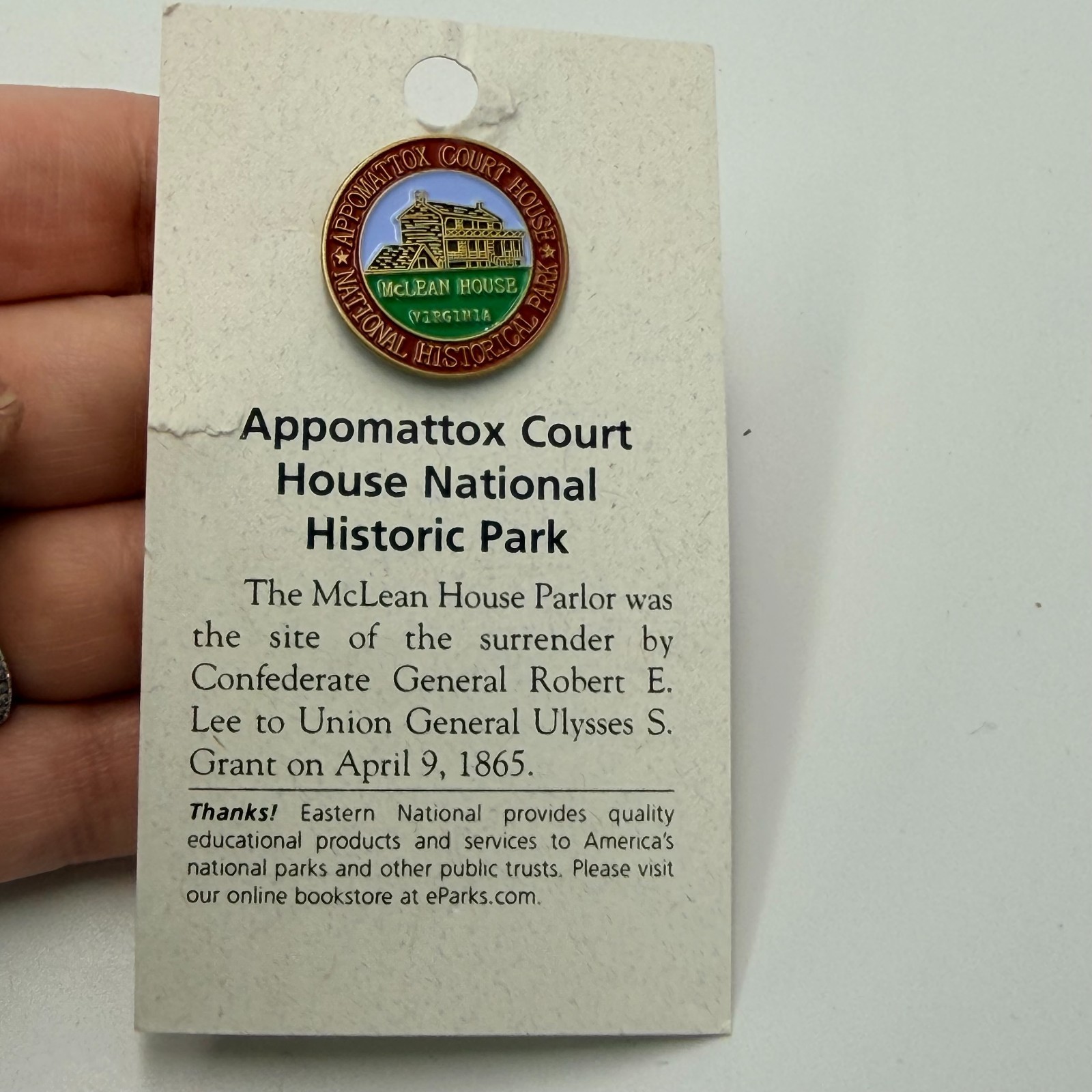 Appomattox Court National Historical Park Lapel Pin McLean House Virginia Vtg