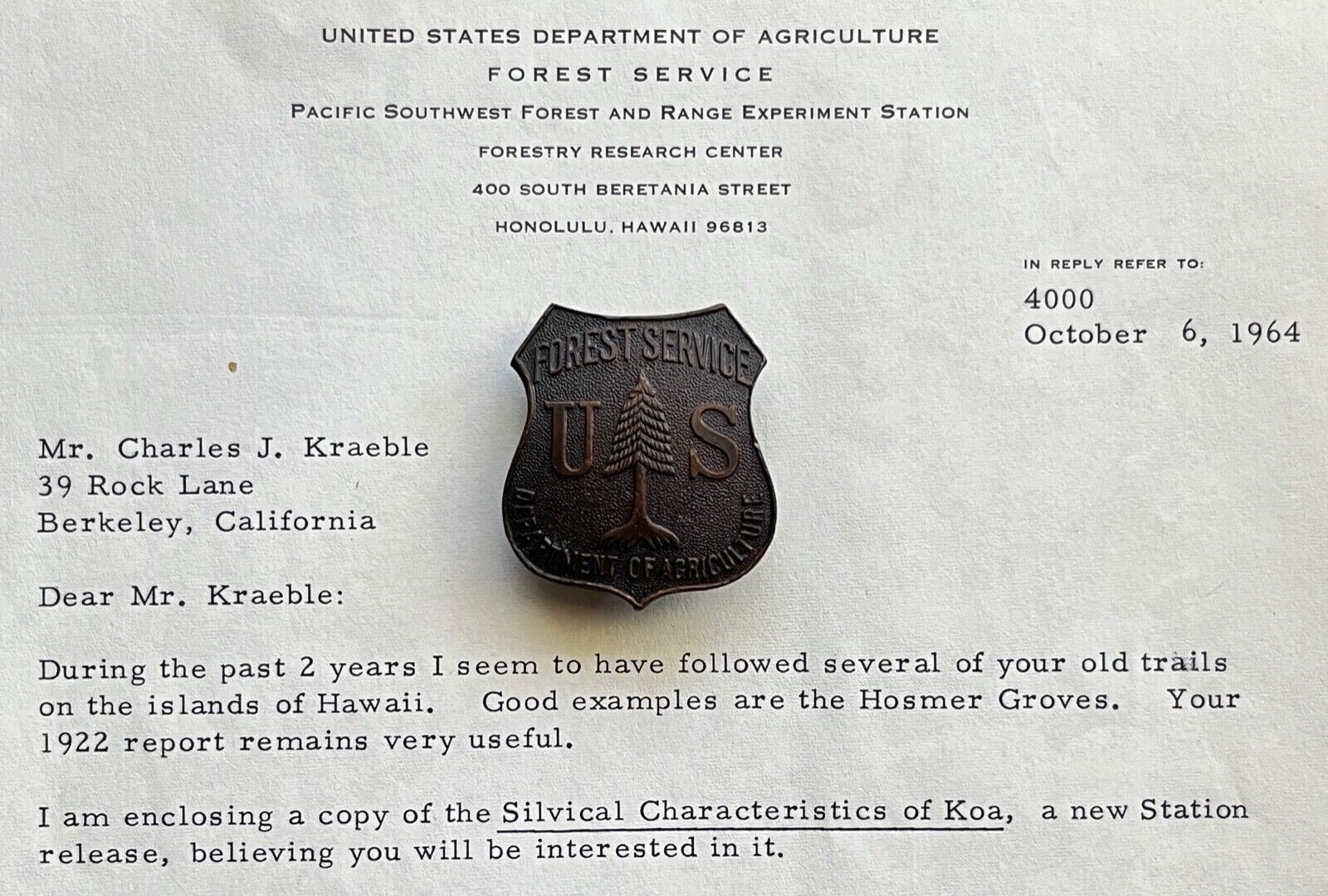 Vintage Original US Forest Collection from Noted Forester