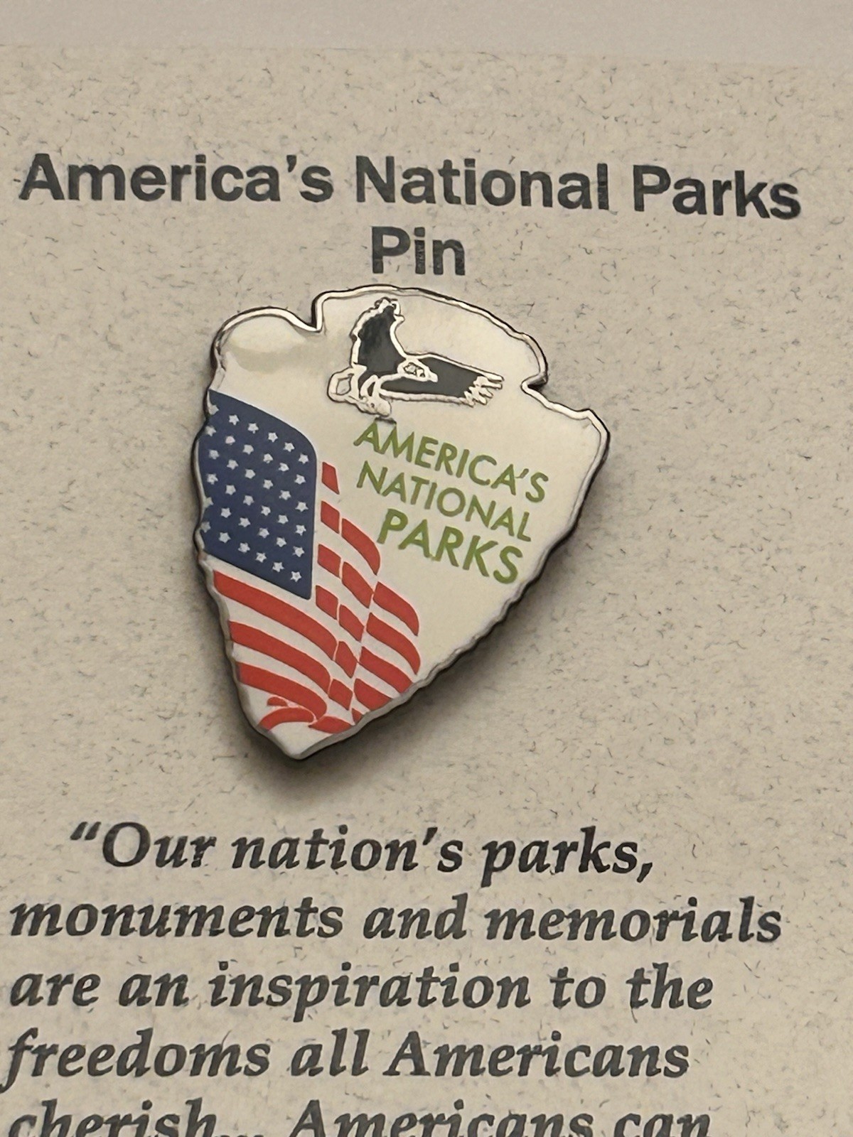 America’s National Parks Arrowhead US Flag Eagle Souvenir Lapel Pin