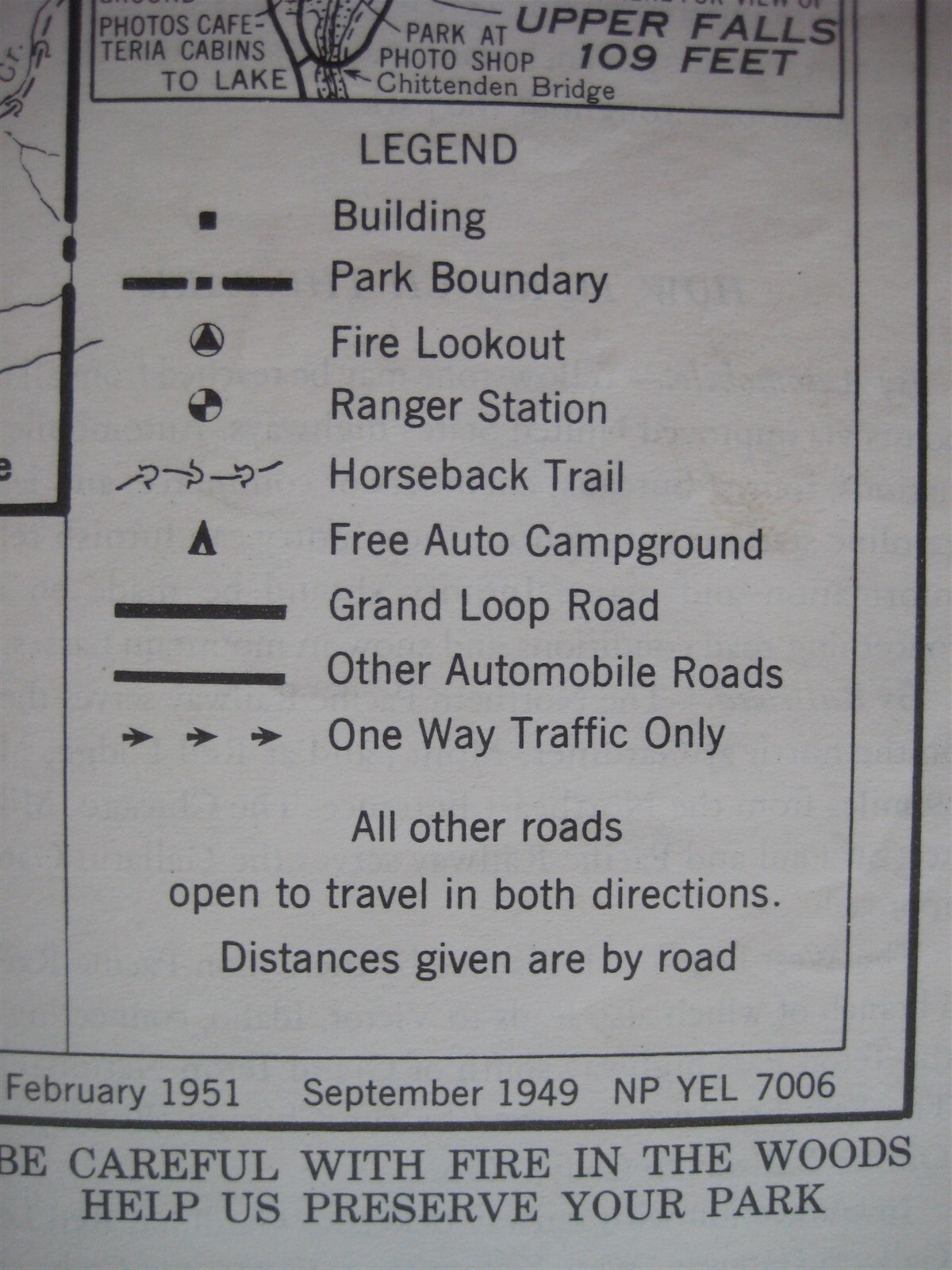 Official 1951 Road Map Brochure YELLOWSTONE NATIONAL PARK Montana Wyoming Idaho